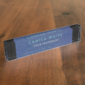 Blauwe Muur Elegante Professionele Classy Zaken Naambordje (Zijkant)