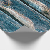 Blauwe muur van een loghuis. Abstracte achtergrond Cadeaupapier (Hoek)