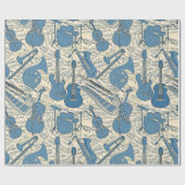 Blauwe muziek en instrumenten/ivoor-ID481 Cadeaupapier (Vlak)