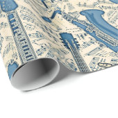 Blauwe muziek en instrumenten/ivoor-ID481 Cadeaupapier (Rol Hoek)