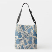 Blauwe muziek en instrumenten/ivoor-ID481 Crossbody Tas (Achterkant)
