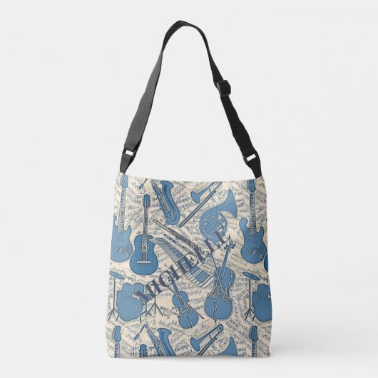 Blauwe muziek en instrumenten/ivoor-ID481 Crossbody Tas (Achterkant)