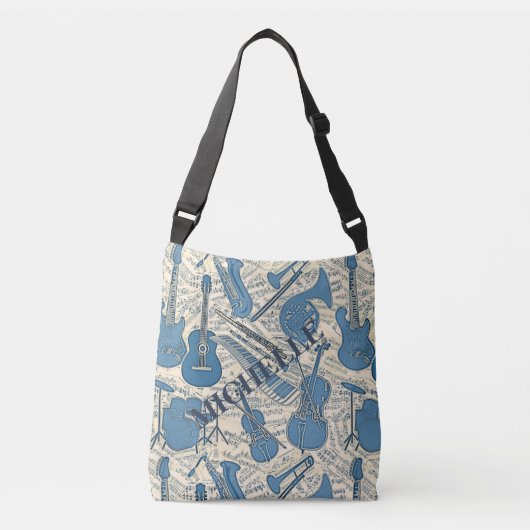 Blauwe muziek en instrumenten/ivoor-ID481 Crossbody Tas (Voorkant)
