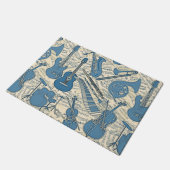 Blauwe muziek en instrumenten/ivoor-ID481 Deurmat (Schuin)