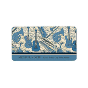Blauwe muziek en instrumenten/ivoor-ID481 Etiket