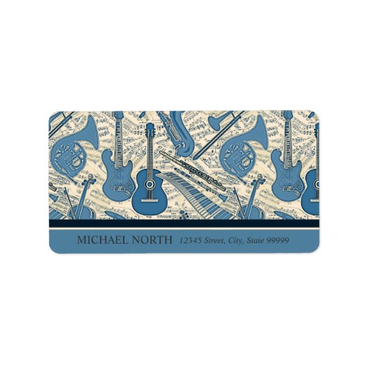 Blauwe muziek en instrumenten/ivoor-ID481 Etiket (Voorkant)