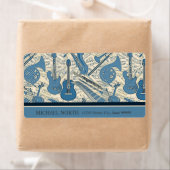 Blauwe muziek en instrumenten/ivoor-ID481 Etiket (Insitu)