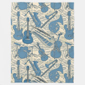 Blauwe muziek en instrumenten/ivoor-ID481 Fleece Deken (Voorkant)