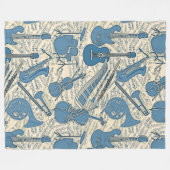 Blauwe muziek en instrumenten/ivoor-ID481 Fleece Deken (Voorkant (Horizontaal))