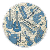 Blauwe muziek en instrumenten/ivoor-ID481 Keramische Knop (Voorkant)