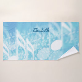 Blauwe muziek gepersonaliseerd badhanddoek