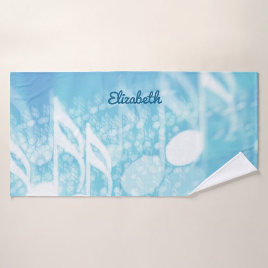 Blauwe muziek gepersonaliseerd badhanddoek (Badhanddoek)
