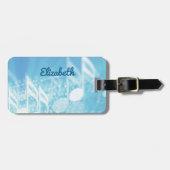 Blauwe muziek gepersonaliseerd bagagelabel (Voorkant horizontaal)