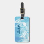 Blauwe muziek gepersonaliseerd bagagelabel (Voorkant verticaal)
