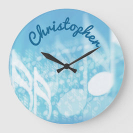 Blauwe muziek gepersonaliseerd grote klok