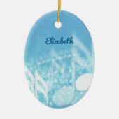 Blauwe muziek gepersonaliseerd keramisch ornament (Voorkant)