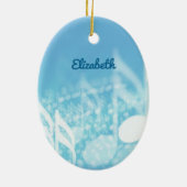 Blauwe muziek gepersonaliseerd keramisch ornament (Achterkant)