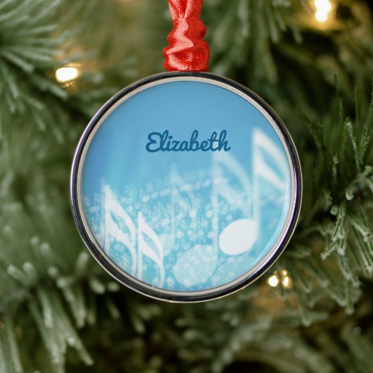 Blauwe muziek gepersonaliseerd metalen ornament (Boom)