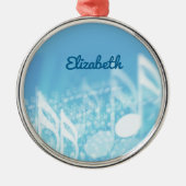 Blauwe muziek gepersonaliseerd metalen ornament (Voorkant)