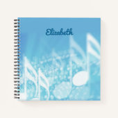 Blauwe muziek gepersonaliseerd notitieboek (Voorkant)