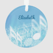 Blauwe muziek gepersonaliseerd ornament (achterkant)