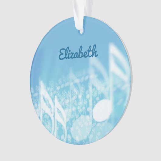 Blauwe muziek gepersonaliseerd ornament (voorkant)