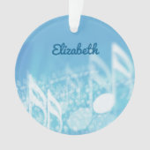 Blauwe muziek gepersonaliseerd ornament (voorkant)