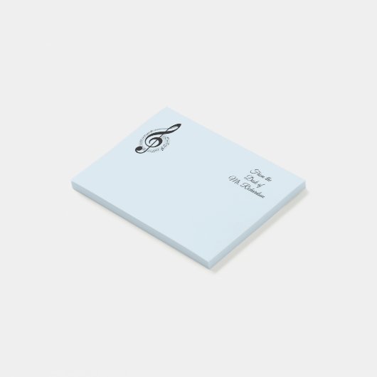 Blauwe muziek Gepersonaliseerd Post het Noteert 4x Post-it® Notes (Schuin)