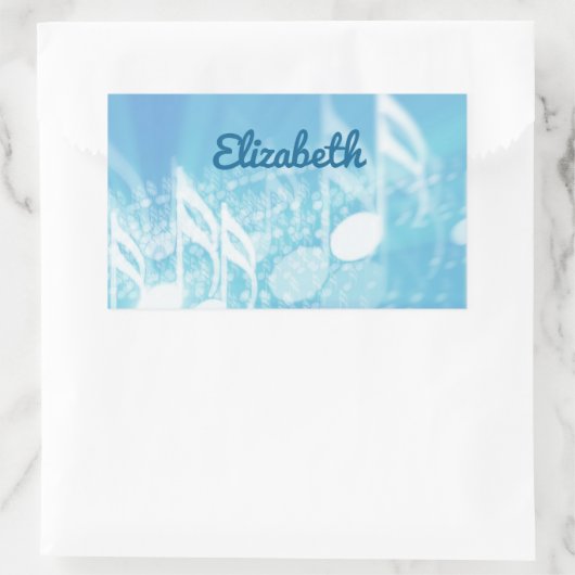 Blauwe muziek gepersonaliseerd rechthoekige sticker (Tas)