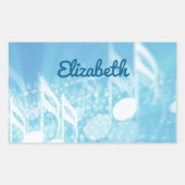 Blauwe muziek gepersonaliseerd rechthoekige sticker (Voorkant)