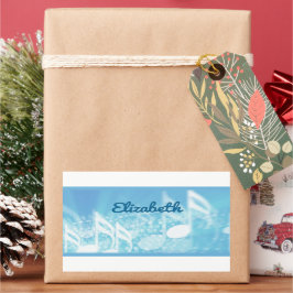 Blauwe muziek gepersonaliseerd rechthoekige sticker