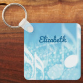 Blauwe muziek gepersonaliseerd sleutelhanger (Voorkant)