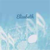 Blauwe muziek gepersonaliseerd sticker (Voorkant)