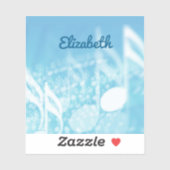 Blauwe muziek gepersonaliseerd sticker (Vel)
