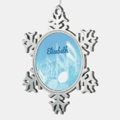 Blauwe muziek gepersonaliseerd tin sneeuwvlok ornament (Rechts)