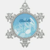 Blauwe muziek gepersonaliseerd tin sneeuwvlok ornament (Voorkant)