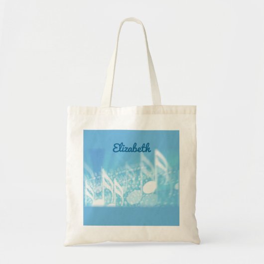 Blauwe muziek gepersonaliseerd tote bag (Voorkant)