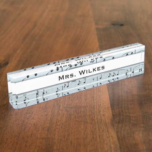 Blauwe muziek naambordje (Zijkant)