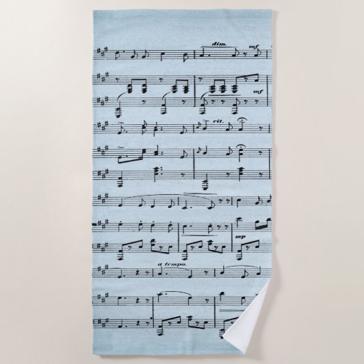 Blauwe muziek strandlaken (Voorkant)