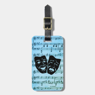 Blauwe muziek verenigt bioscoopmaskers bagagelabel