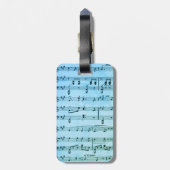 Blauwe muziek verenigt bioscoopmaskers bagagelabel (Achterkant verticaal)