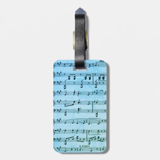 Blauwe muziek verenigt bioscoopmaskers bagagelabel (Achterkant verticaal)