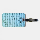 Blauwe muziek verenigt bioscoopmaskers bagagelabel (Achterkant horizontaal)