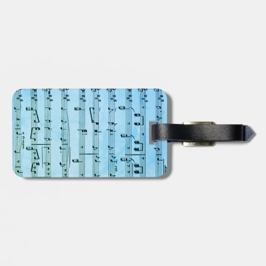 Blauwe muziek verenigt bioscoopmaskers bagagelabel (Achterkant horizontaal)