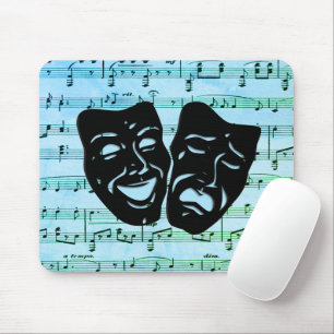 Blauwe muziek verenigt bioscoopmaskers muismat