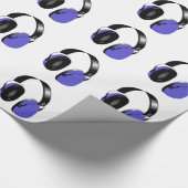 BLAUWE MUZIEKHEADPHONES PATROON Wrappapier Cadeaupapier (Hoek)