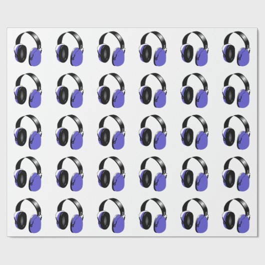 BLAUWE MUZIEKHEADPHONES PATROON Wrappapier Cadeaupapier (Vlak)
