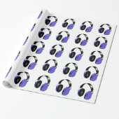 BLAUWE MUZIEKHEADPHONES PATROON Wrappapier Cadeaupapier (Uitgerold)