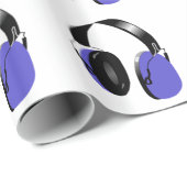 BLAUWE MUZIEKHEADPHONES PATROON Wrappapier Cadeaupapier (Rol Hoek)