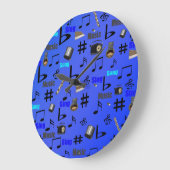 Blauwe muziekinstrumenten; grote klok (Hoek)